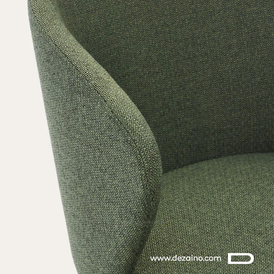 Zoom sur le tissu chenille de qualité premium de la chaise Elino.