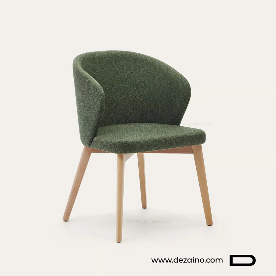 Chaise Elino en bois de hêtre massif et revêtement en tissu chenille disponible au Maroc