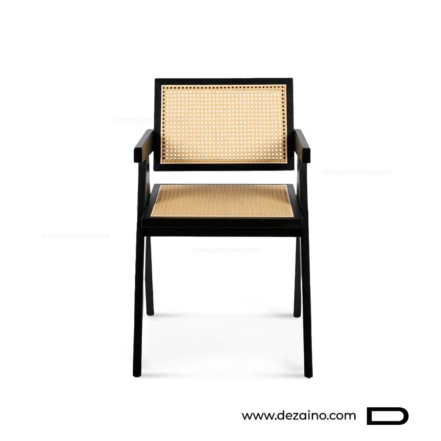 Mobilier tendance en rotin pour salle à manger contemporaine à Marrakech.